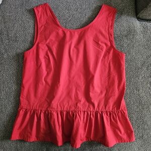 Jcrew Tank Top Peplum Top Sleeveless Red Small